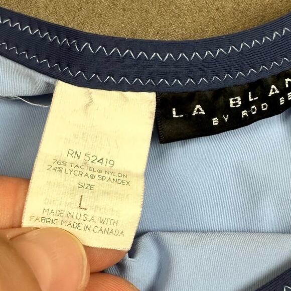 La Blanca Swim Skirt Coverup Pull-On Elastic Waist Blue Faux Wrap Large L - Picture 6 of 7